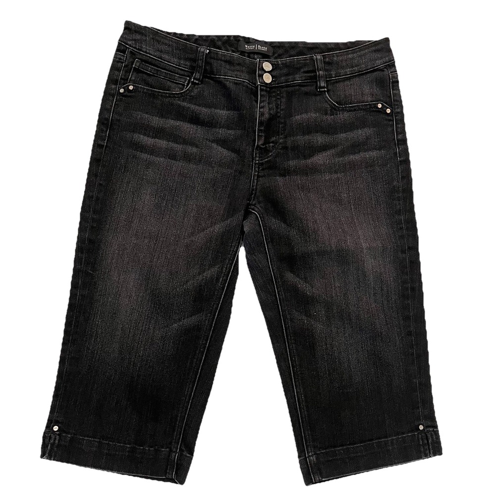 White House Black Market Women's Pedal Pusher 10 Black‎ Wash Blanc Stretch Crop